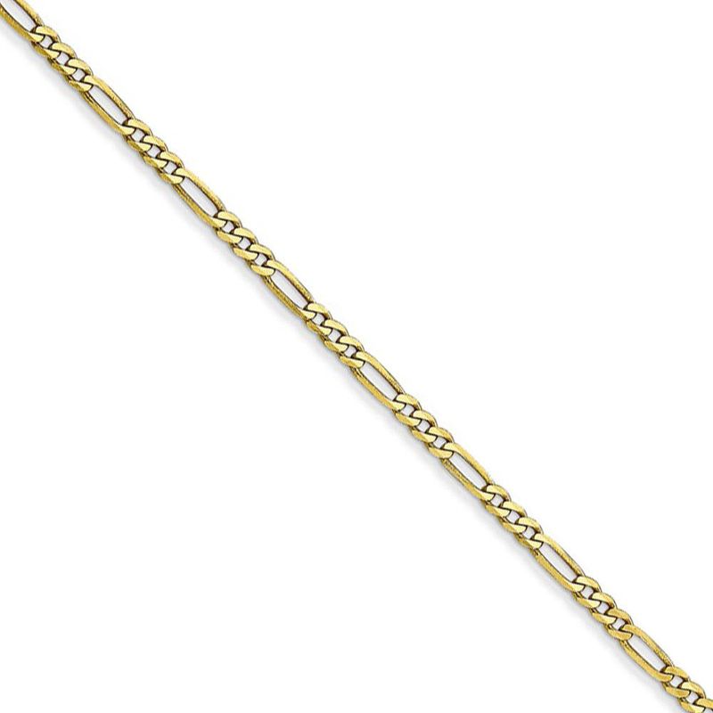 1.75mm, 10k Yellow Gold, Solid Concave Figaro Chain Necklace, 22 Inch